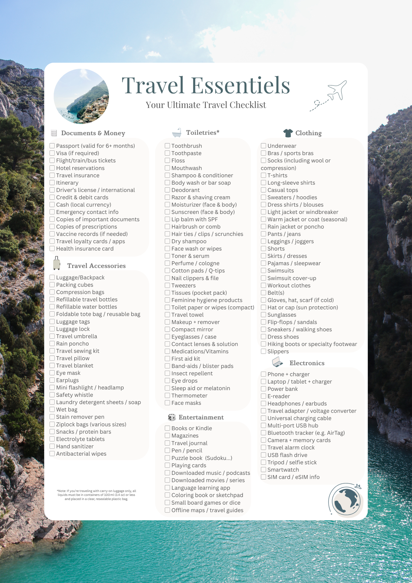 Travel Essentials - Printable Packing List for Every Trip